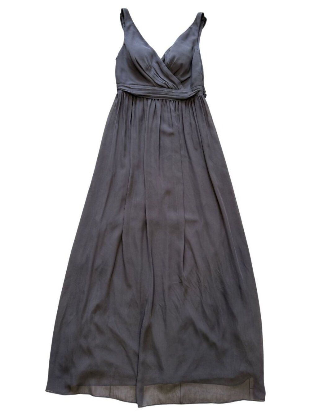 Adrianna Papell Sleeveless Drape Back Gray Maxi Dress Empire Waist Size 10 NWT